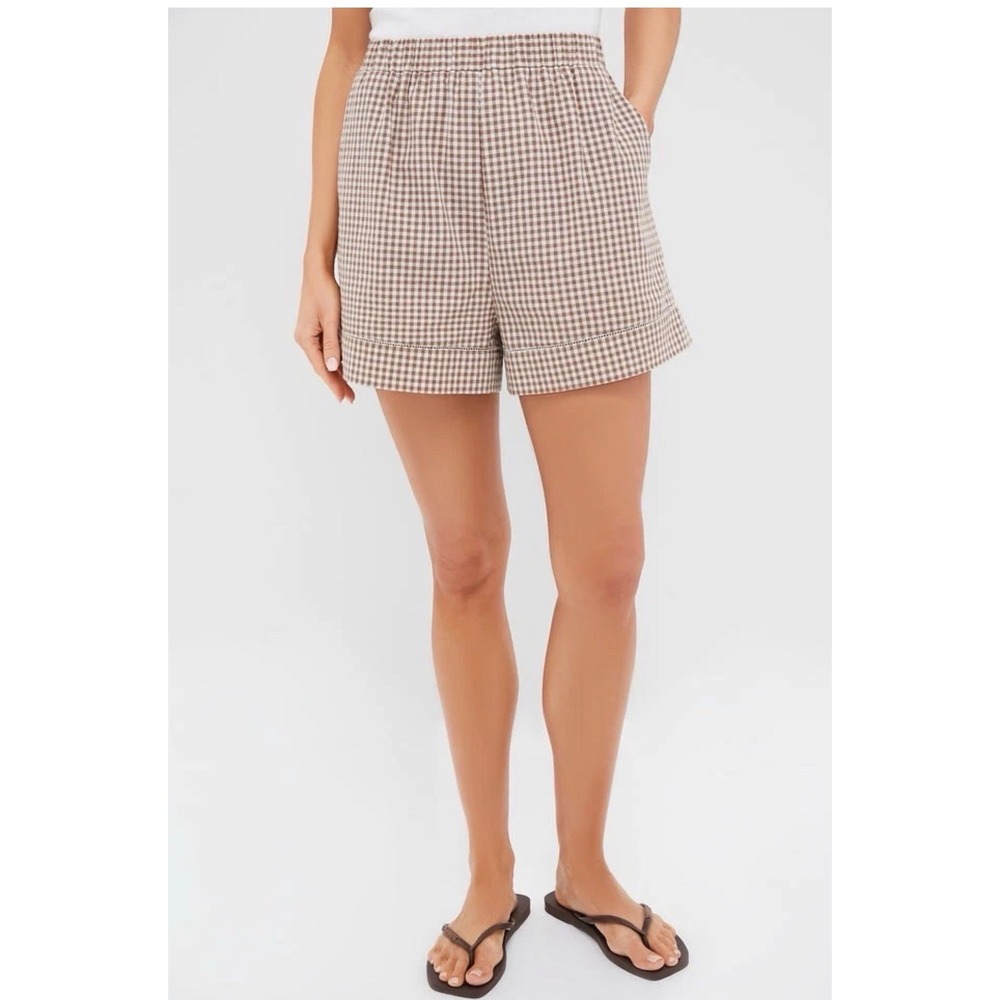 Tuckernuck Studio McGee Gingham Shorts Mocha Cotton Augusta Coastal Cottagecore - Picture 1 of 9